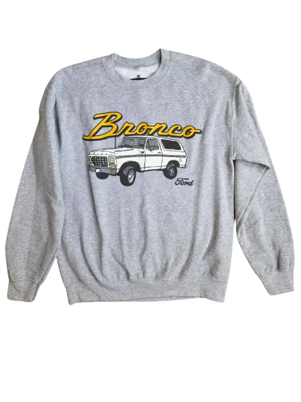 Ford Bronco Heather Grey Graphic Crewneck Sweatshirt Double Sided Medium